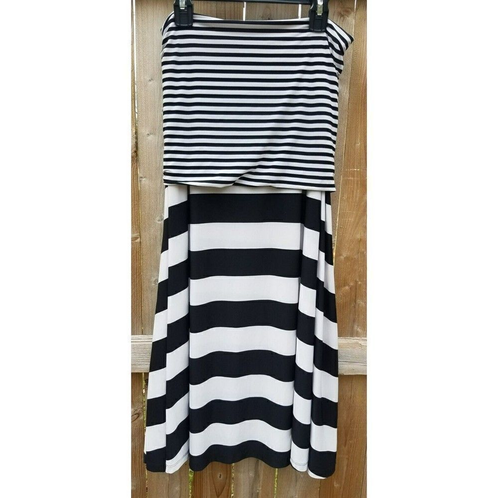 Small Long Skirt by INC International Concepts Black & White Stripe